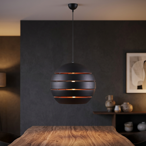 Lampe suspendue ronde en métal avec doublure en laiton AK en poudre noire finie pour la décoration intérieure de l'hôtel et de la maison - Product Image 2