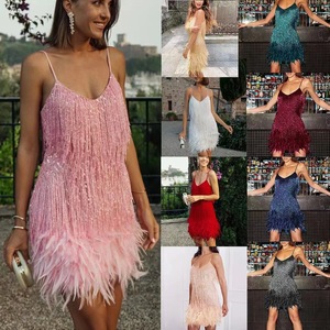 Women's Tassel Midi Dress V <b>Neck</b> Sleeveless Handmade Evening Dress Mid Calf Length - Product Image 1