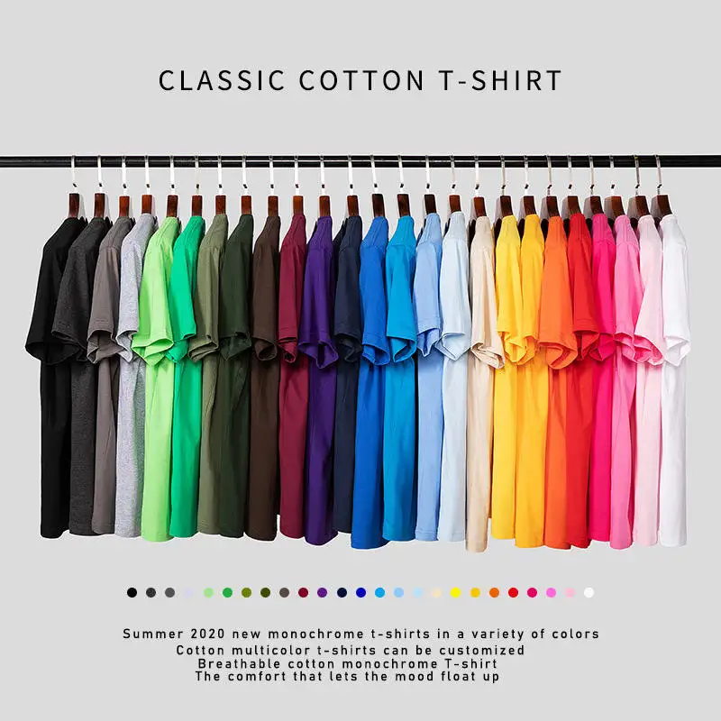 Wholesale stock Custom Your Brand Logo 100% Cotton Blank Men T Shirt Plain Casual Men's T-shirts