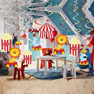 Artículos de Fiesta de Animales de Circo con Juego de Vajilla Colorida, Decoraciones de Espirales de Papel de Circo para Fiestas de Cumpleaños Infantiles - Product Image 1