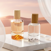 Botella de Perfume de Vidrio Volcánico de 50ml/30ml con Pulverizador, Tapa de Rosca de Plástico, Color de Alta Gama, Redonda, para Muestras de Aceites Esenciales para Mujer