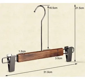 IANGO 품질 로고 후크 골동품 색상 옷을위한 나무 옷걸이 고급 단단한 나무 옷걸이