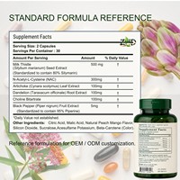Soutien hépatique au Chardon-Marie |   500mg Silymarine NAC 300mg Artichaut Pissenlit Choline |   Vegan 60 Capsules |   Formule personnalisée OEM ODM