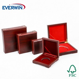 EVERWIN Custom Square MDF <b>Wooden</b> <b>Box</b> Medal Display <b>Box</b> Badge Gift Packaging <b>Box</b> Silk Screen Printing Custom Logo - Product Image 1
