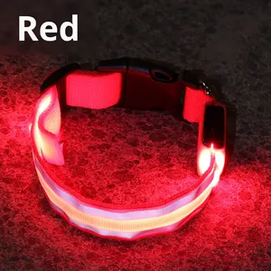 ONESTEP lampu LED isi ulang USB, pita kerah anjing Solid, bahan reflektif berbantalan nilon antihilang, perlengkapan hewan peliharaan untuk malam - Product Image 6