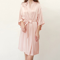 Peignoir de luxe en satin de soie pour femme, col en V, robe de mariée, peignoir de matin, doux et ample, vêtements de nuit pour femme, tenue d'intérieur, cadeau