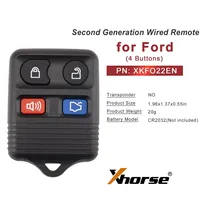 XHORSE XKFO22EN Wired Remote Key for Models 4 Buttons Split Square Car Remote Key VVDI KEY TOOL Black/Red Plastic
