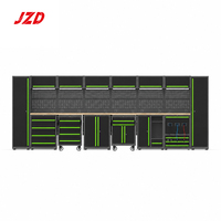 Fabricante de Gabinetes para Herramientas JZD, Sistema de Gabinetes Resistentes para Garaje, Banco de Trabajo de Acero para Taller con Asas Verdes y Cajas de Herramientas Móviles