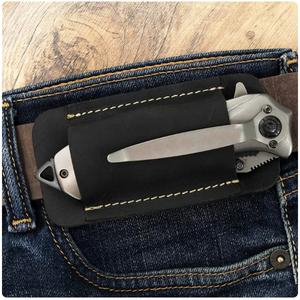 एडc वास्तविक चमड़े के चाकू शेथ कमर तह चाकू के वाहक को कवर करते हुए मिनी चाकू फ्लैशलाइट चमड़े के कवर - Product Image 6