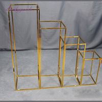 Support de présentation en fer plaqué or pour fleurs, décoration de mariage, support géométrique moderne détachable en or et noir pour usage intérieur/extérieur