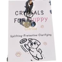 Pendentif pour animaux de compagnie en boule de cristal naturel, amulette énergétique de guérison pour chiens et chats, breloque de collier, accessoires spirituels pour animaux avec logo personnalisé