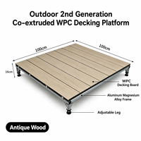 Système de terrasse auto-nivelant en WPC à hauteur réglable avec pieds de support, plateforme de terrasse modulaire durable pour l'extérieur