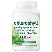 Capsules de mélange de plantes à chlorophylle, persil, menthe poivrée, moringa, spiruline, chlorelle, 240 capsules végétariennes