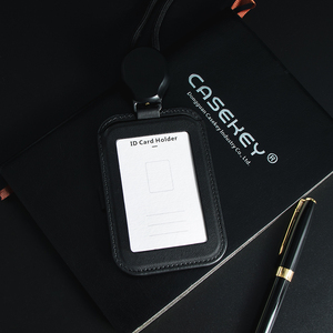 Casekey Custom <b>Lanyard</b> With ID Card Badge Holder Vertical <b>Leather</b> <b>Lanyard</b> With ID Card <b>Lanyard</b> With ID Card Badge Holder - Product Image 1