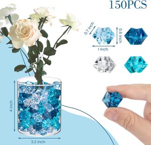 Diamants en plastique, pierres acryliques effet glace pilée, pépites bleues, gemmes pour remplissage de vases et centres de table - Product Image 1