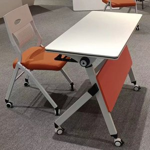 Modern Foldable Flip Top Conference Nesting Mobile Training <strong>Table</strong> <strong>Adjustable</strong> <strong>Height</strong> for School Office Training Meeting Desk - Product Image 2
