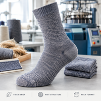 Chaussettes en fibres écologiques, coton et élasthanne, mélange de coton, coupe ras du cou, gris royal, tricot contrôlé, talon et bout renforcés, entretien facile, taille personnalisée