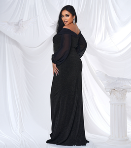 महिला पार्टी प्रोम ने कंधे की लंबी आस्तीन के कपड़े पहने हुए कपड़े - Product Image 4