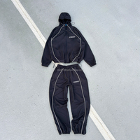 Ensemble de survêtement personnalisé, veste coupe-vent et pantalon de survêtement en nylon, ensemble 2 pièces, survêtement de jogging, bande réfléchissante 3M, survêtement coupe-vent