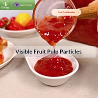 Confiture de fraises en gros OEM Dunhuang, baril de 3 kg, pour usage commercial en salons de thé, pour la préparation de porridge glacé, de desserts et de boissons au lait.