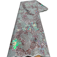 NI.AI Luxe Coloré Séquence Net Dentelle Fleur De Mariée Brodé Velours Paillettes Dentelle Tissu pour Robe De Mariée Matériaux
