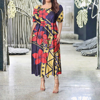 Robe longue plissée respirante écologique personnalisée à imprimé îles du Pacifique, style hawaïen, pour l'été, motif tribal polynésien, grandes tailles