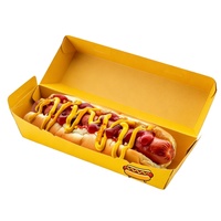 Boîte d'emballage jetable pour hot-dogs, vente en gros, personnalisable, biodégradable, en papier kraft, pliable, pour sandwichs et burgers, avec couvercle, impression offset
