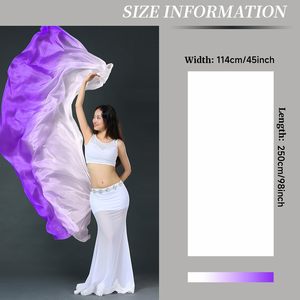 Premium femmes 1.14x2.5m Performance porter à la main danse du ventre foulard en soie voile belles couleurs progressives professionnel 98 "x 45" - Product Image 2