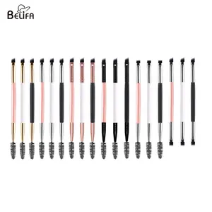Custom Double End 2 In 1 Dual Ended Angled Eye Brow Eyebrow Brush With Spoolie And Brush