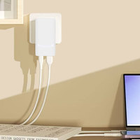 Cargador Rápido GaN Ultra Delgado de 65W, Cargador de Teléfono Móvil Plegable con Enchufe Europeo, Puertos USB-A y Tipo-C para Laptop/Tablet/Apple/iPad