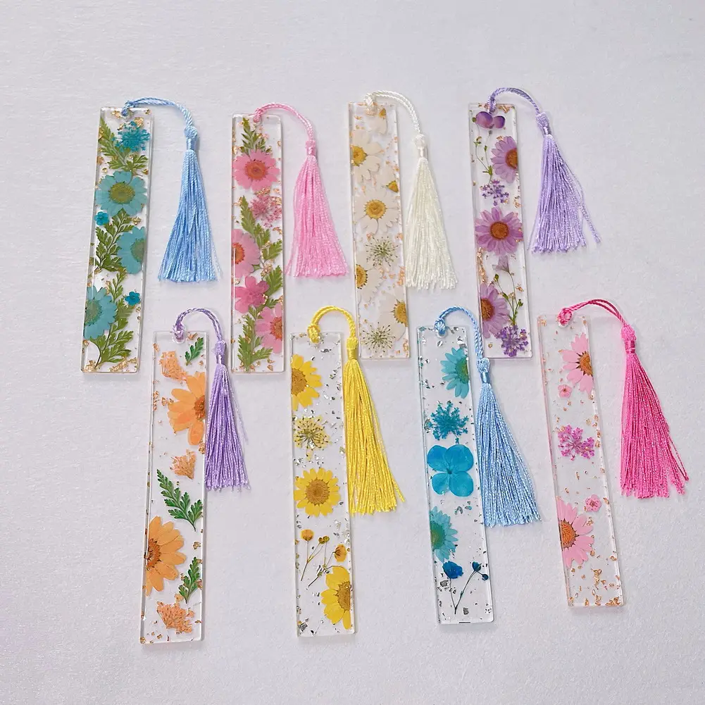 2023 Dried Flower Resin Bookmark Gift for School Kids Birthday Party Resin Crafts Floral DIY Bookmark