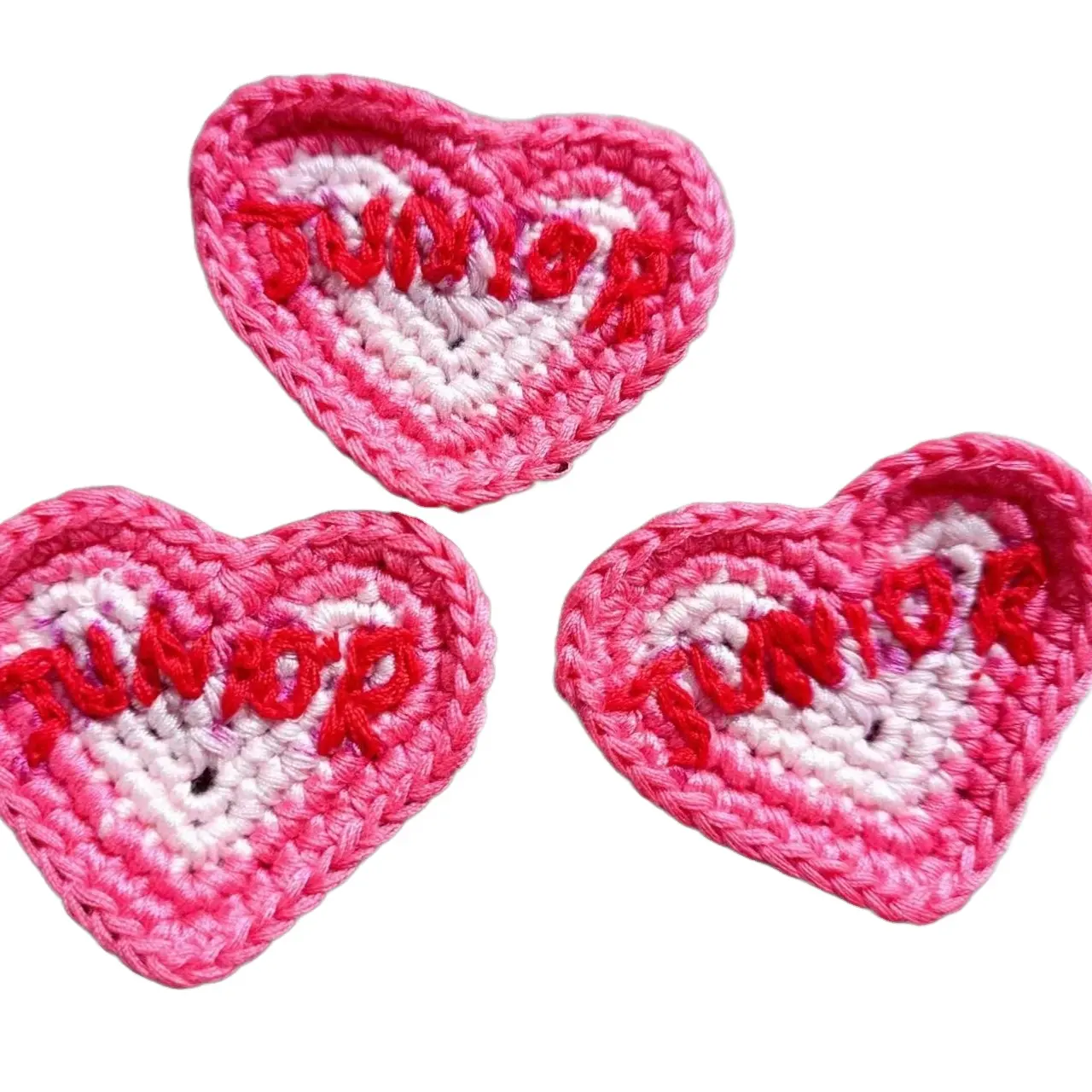 Patch de broderie personnalisé en forme de cœur au crochet fait à la main pour enfants pull en tricot