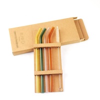 Ensemble de pailles en verre borosilicate écologiques modernes, populaires, avec brosse de nettoyage droite, pour usage quotidien, disponibles en plusieurs couleurs, lot de 4, Lfgb