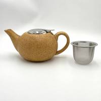 Théière en céramique 750 ml avec infuseur en acier inoxydable 304, théière en pierre mouchetée avec couvercle à rabat et filtre, ensemble cadeau pour le thé en vrac