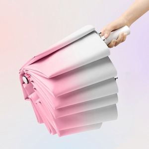 Parapluie de voyage automatique pliable en 3 sections, résistant au vent fort, couleur dégradée, pour adultes – Cadeau de luxe - Product Image 1