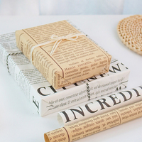 Papier d'emballage imprimé journal vintage - Style papier kraft rétro, motif texte anglais classique pour emballer des livres et des artisanat