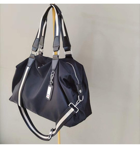 Women's Nylon Travel Duffel <b>Bag</b> Black <b>Large</b> Capacity Zipper Closure <b>Shoulder</b> <b>Bag</b> for Gym Outdoor Use - Product Image 2