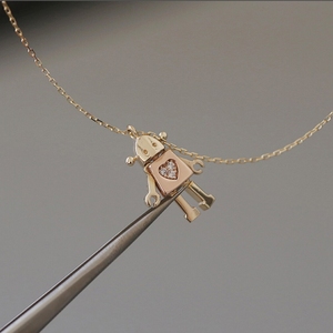 Creativo lindo impresionante diseño divertido chico regalo joyería alta calidad 18K oro PVD chapado Robot colgante collar - Product Image 2