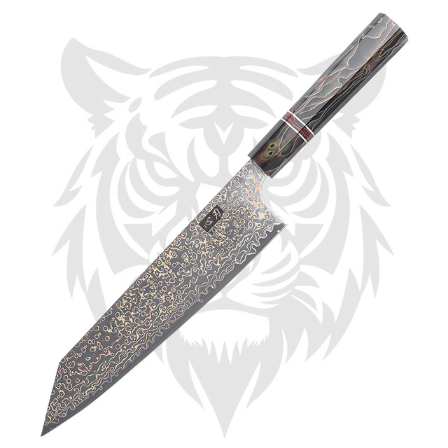 XYJ Brand Damascus Steel Gyuto Knife 8 Inch Blade With Stabilized Wooden Handle Razor Sharp Edge 67 Layer Damascus S/S Xingye