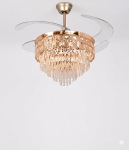 Luxury Crystal <b>LED</b> <b>Ceiling</b> Fan with Retractable Blades Remote Control Silent Chandelier <b>Light</b> for Home Decor Room usage - Product Image 5