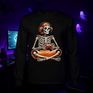 Camiseta de manga larga Skeleton Gaming para niños y hombres, ropa de jugador de Halloween - Product Image 3