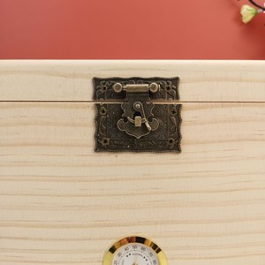 Boîte de rangement à thé Xinghong, rectangulaire, couleur bois naturel, avec hygromètre, couvercle à charnière verrouillable, usage domestique - Product Image 3