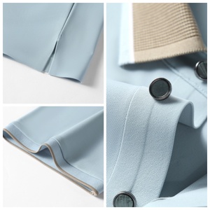 2025 mùa hè mới thời trang nam nữ áo polo chống nhăn vải dệt kim co giãn không biến dạng màu tương phản golf ngắn - Product Image 6