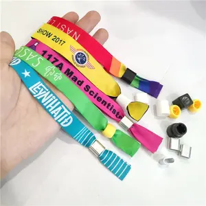 Bracelets à verrouillage barillet personnalisés, tissu uni, tissu de festival, billet d'entrée, bracelet en satin pour concert, 2020