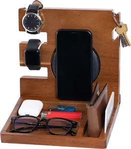 الأمازون أعلى البائع نينغبو ملحقات الهاتف سطح المكتب مكتب الرجال محفظة مفاتيح نظارات المنظم منضدة الخشب حامل هاتف