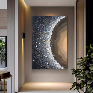 Pintura al Óleo Abstracta, Cielo Estrellado, Marco Dorado Rectangular, Arte Moderno Minimalista para Pared de Sala de Estar - Product Image 2
