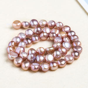 Vente en gros de perles d'eau douce baroques de forme irrégulière, à deux côtés, trou horizontal, brillantes, colorées, accessoires de bijoux DIY, directement - Product Image 3