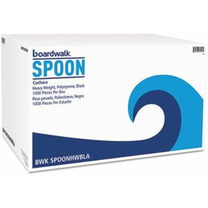 Boardwalk SPOONHWBLA Modern Style Heavyweight Polystyrene Teaspoon <b>Black</b> Individually <b>Wrapped</b> 1000/Carton for Hotels - Product Image 3