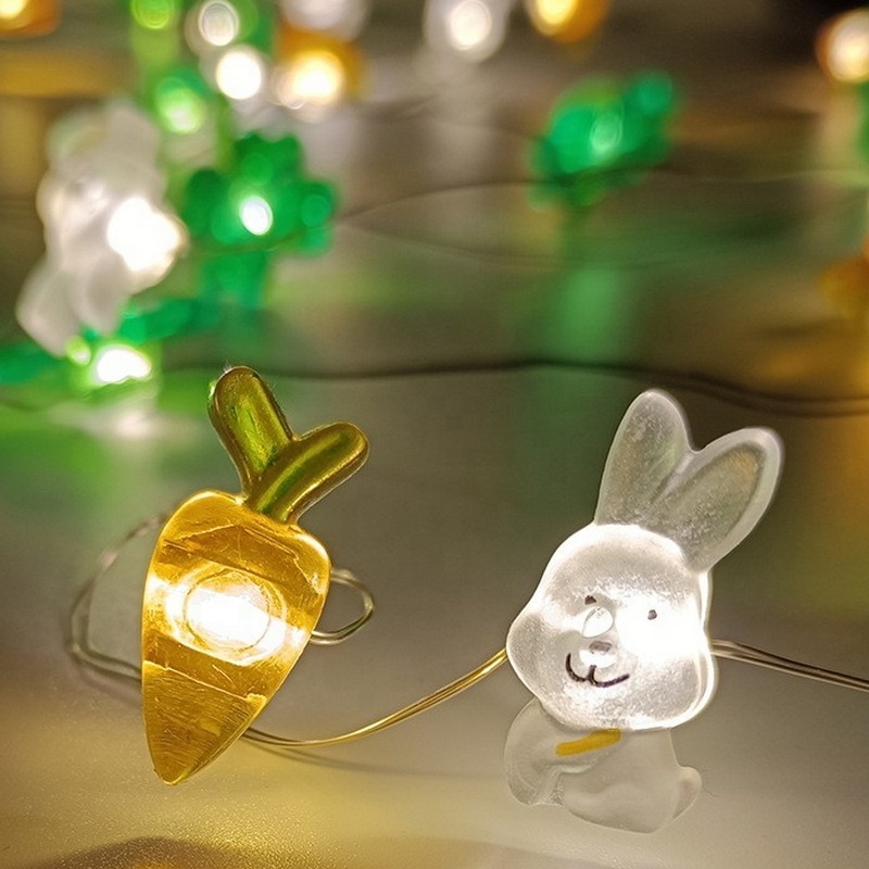 20 Led Decoration Light Guangdong Home Lighting Kids Room Battery Operated Rabbit Ears Carrot Warm Led Copper Wire String Light