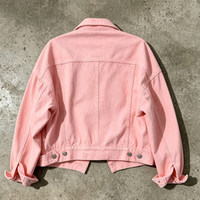 Veste en jean personnalisée de haute qualité, en denim brut japonais lourd et uni, avec fermeture à boutons, pour femme
